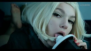 beautiful girl asmr ear licking tongue cupping