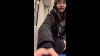 public transport horney girl on the public train